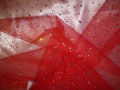 Tüll Pailletten rot