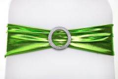 Stretchband mit Glitzerbrosche metallic grün