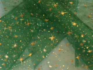 Organza Weihnachten grün Sternenhimmel
